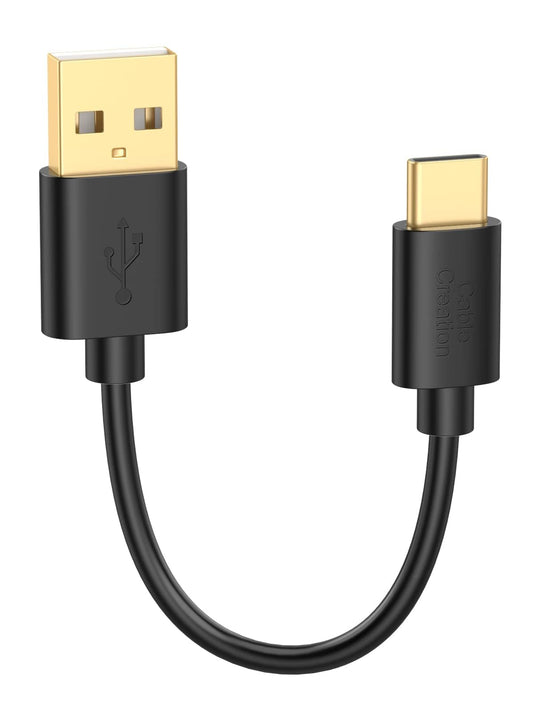 CableCreation Corto USB a USB c 0.5ft USB a a USB C 3a cable de carga rápida 480 Mbps para el Banco de carga Galaxy S23 S23 + S22 s21 S20 / macbook, píxeles, negro de 15 cm