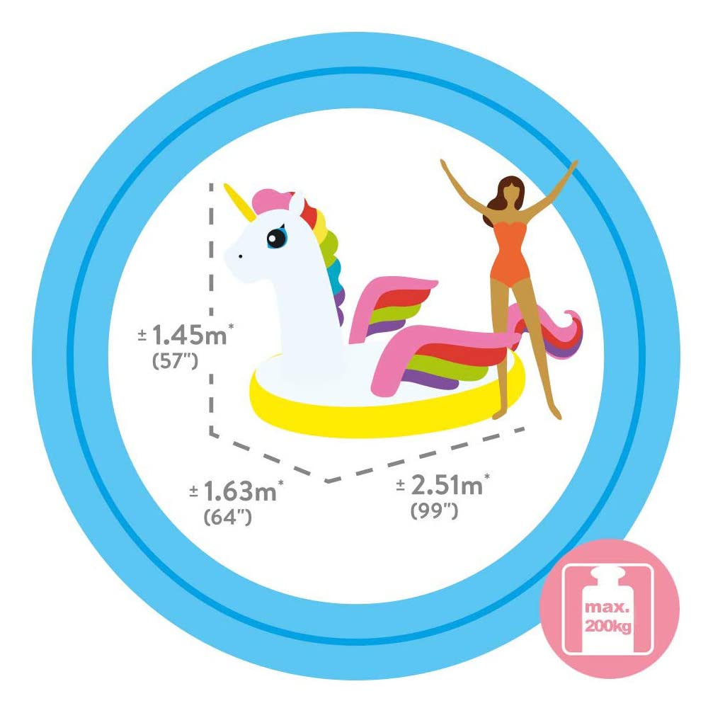 Intex Flotador de Gigante Unicornio Isla Montable Inflable para la alberca Hinchable para Playa, Piscina | 57291