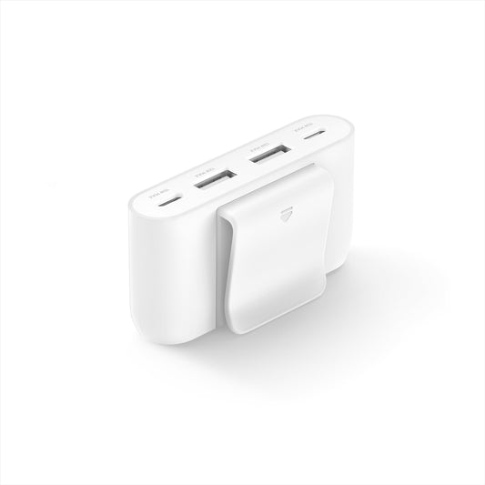 Belkin BoostCharge Extensor de alimentación de 4 Puertos para Apple iPhone 16, iPad, Samsung Galaxy S25, Nintendo Switch 2, Compatible con Conexiones USB-C y USB-A, Color Blanco