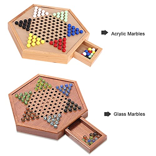 Juego de Damas Chinas de Madera Zwbfu con cajón de almacenamiento para niños y adultos