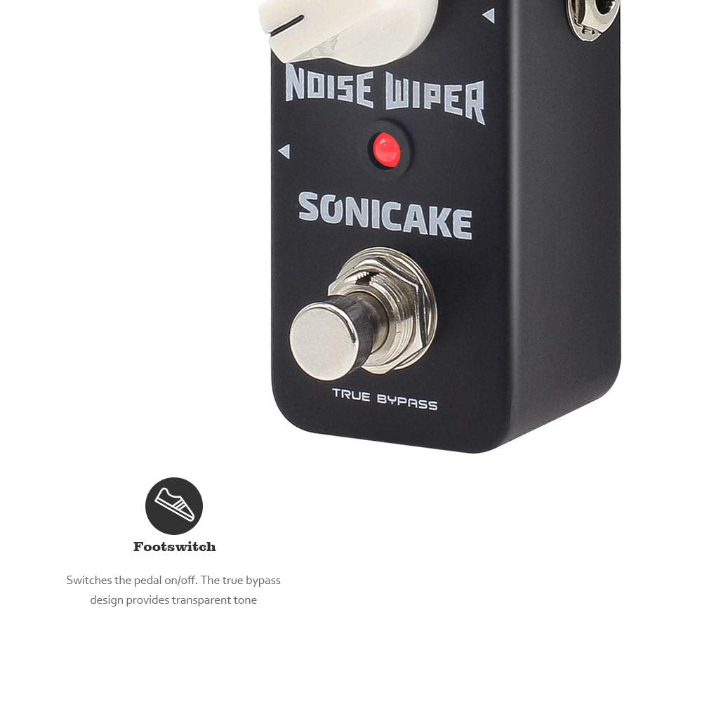 SONICAKE - Pedal de efectos de puerta de ruido, supresor de pedal de guitarra, limpiaparabrisas, pedal de efectos de guitarra, 2 modos de derivación real