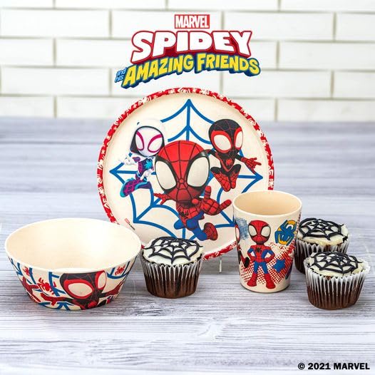 Juego de Vajilla Zak Designs Marvel Spider-Man Rojo Melamina Bambú para Niños (3 Piezas)