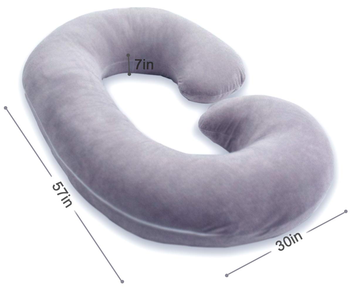 Almohada de Embarazo Midle One Gris Oscuro Forma de C para Maternidad y Mujeres Embarazadas