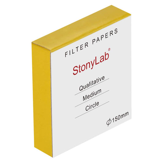 Círculos de Papel de Filtro de Celulosa stonylab de 150 mm con Velocidad de Filtración Media y Retención de 20 Micrones, Paquete de 100