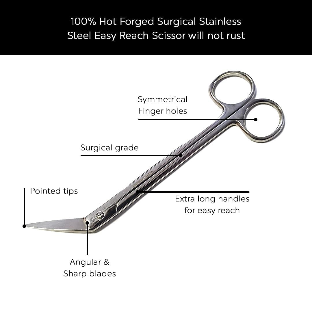Long Handled Toenail Scissors & Clippers Perfect For Thick Toe Nails for Men and Women | Elderly | Seniors | Easy Reach Handle Unique Design Ergonomic Cuticle Scissor