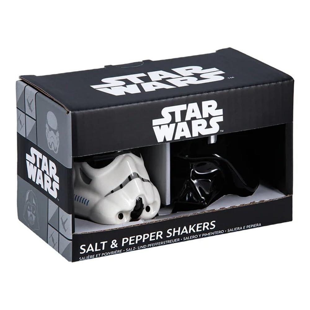 Juego de Salero y Pimentero Star Wars Disney Blanco y Negro con Stormtrooper y Darth Vader para Decoración del Hogar