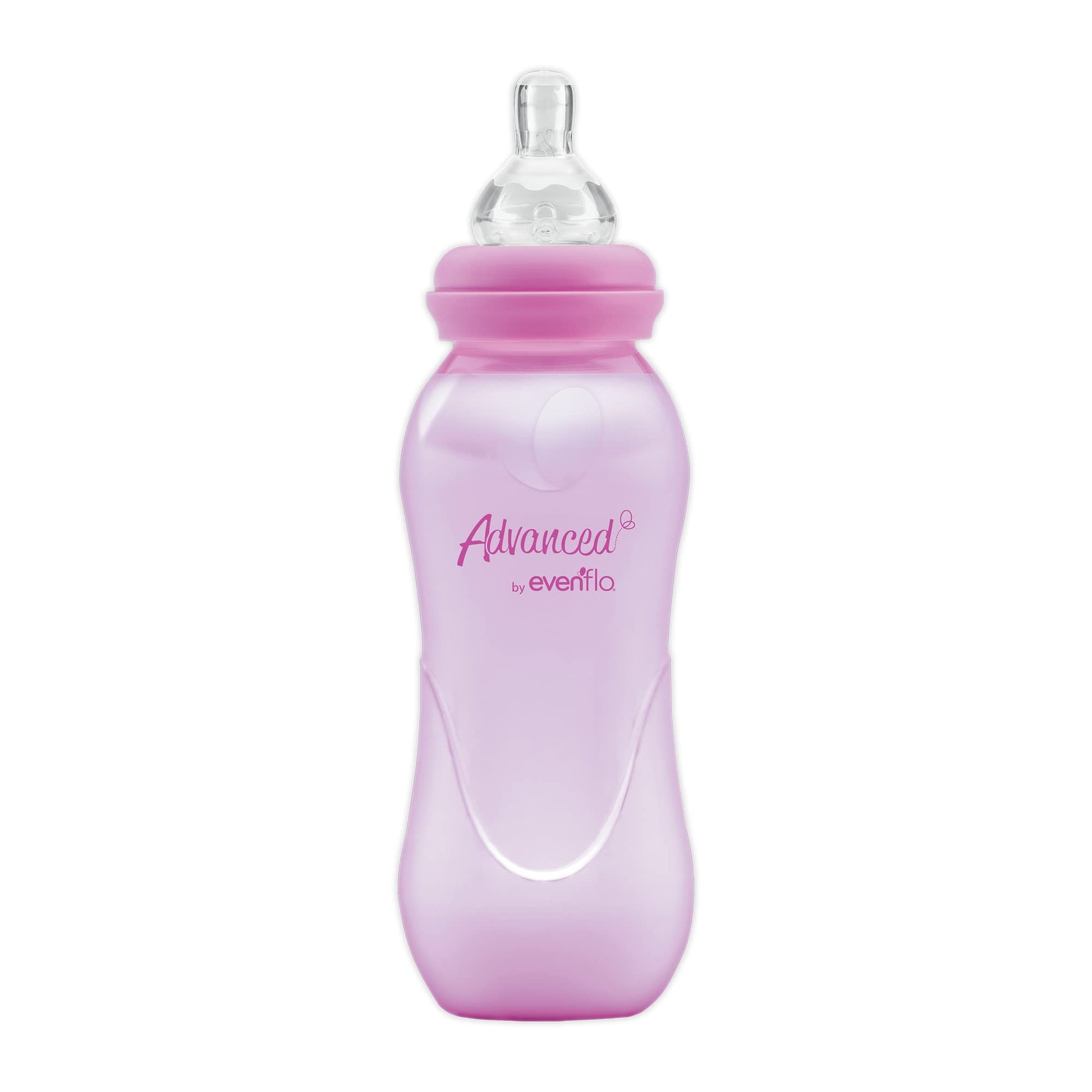 Advanced by Evenflo, Biberón Anticólicos Cuello Estándar, Niña, Color Rosa, Flujo Medio, 8oz/240ml, 1 pieza, MEX.