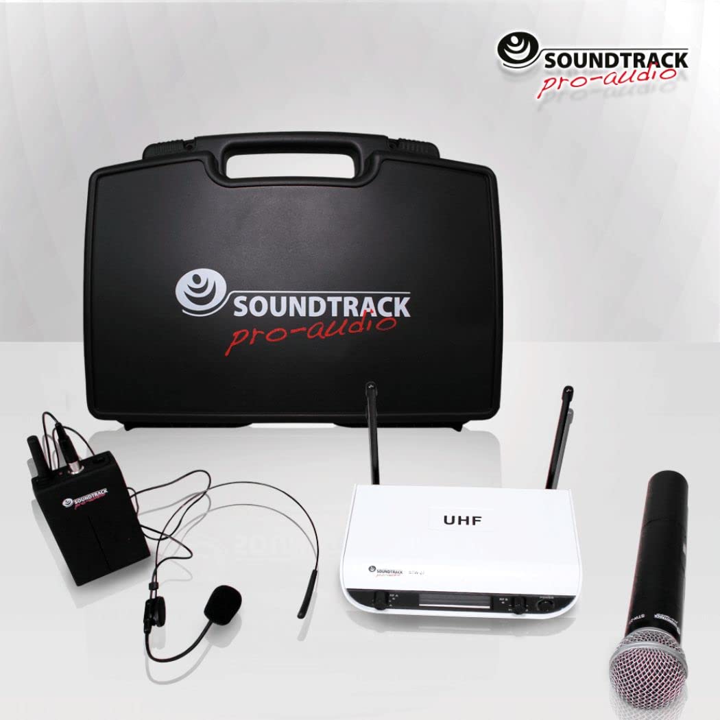 Micrófono Inalámbrico SOUNDTRACK UHF 2 Canales con Maletín y Receptor de Plástico