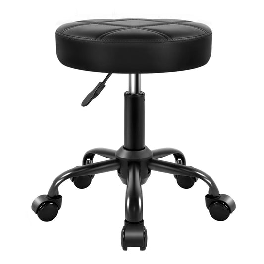 KKTONER - Taburete rodante de piel sintética con altura ajustable y silla de ruedas, para salón, spa, dibujo pequeño (negro)