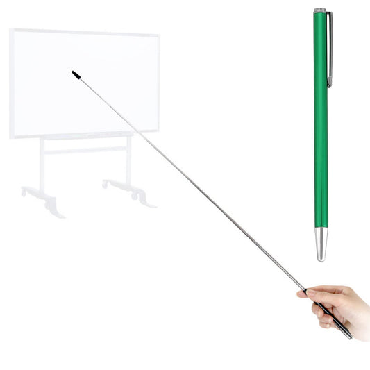 DAITET Puntero telescópico para Profesores, Palo de enseñanza para Aula, Puntero retráctil de Mano de Metal, Longitud extendida de 25 Pulgadas, Puntero de pizarrón Blanca (Verde)