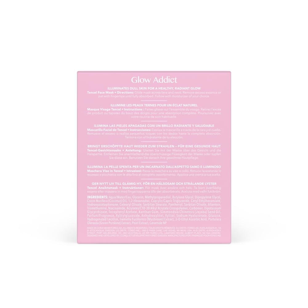 Foreo | Máscara facial Glow Addict Advanced Collection 2.0 UFO-Activated | Hidratante facial | Vitamina C y vitamina E | Para todo tipo de piel y piel apagada | Antiedad | 6 U por paq