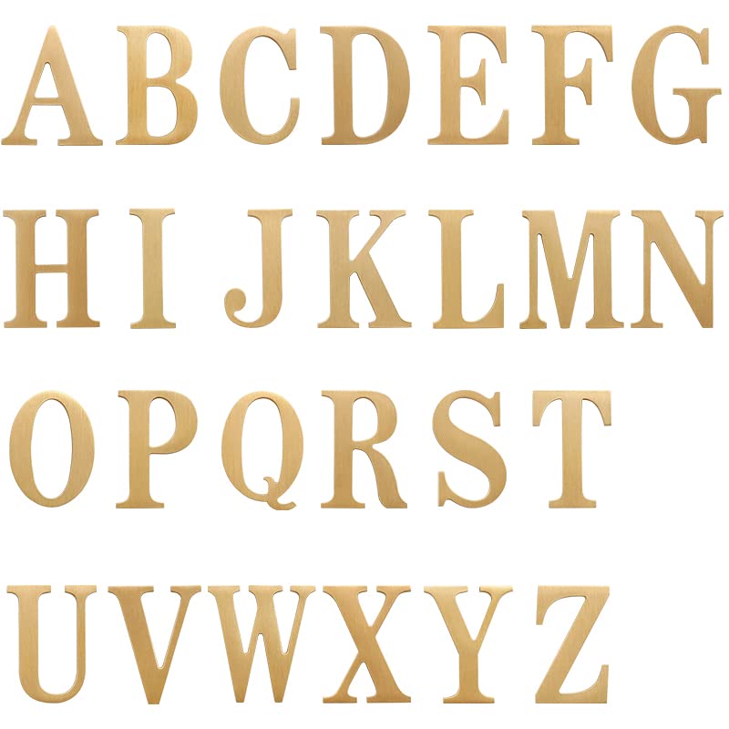 BWRMHME - Pegatina de latón de 2.6 pulgadas, letras inglesas, adorno de letras del alfabeto de metal, letras y números autoadhesivos, señalización de dirección de casa, números de puerta, herramientas