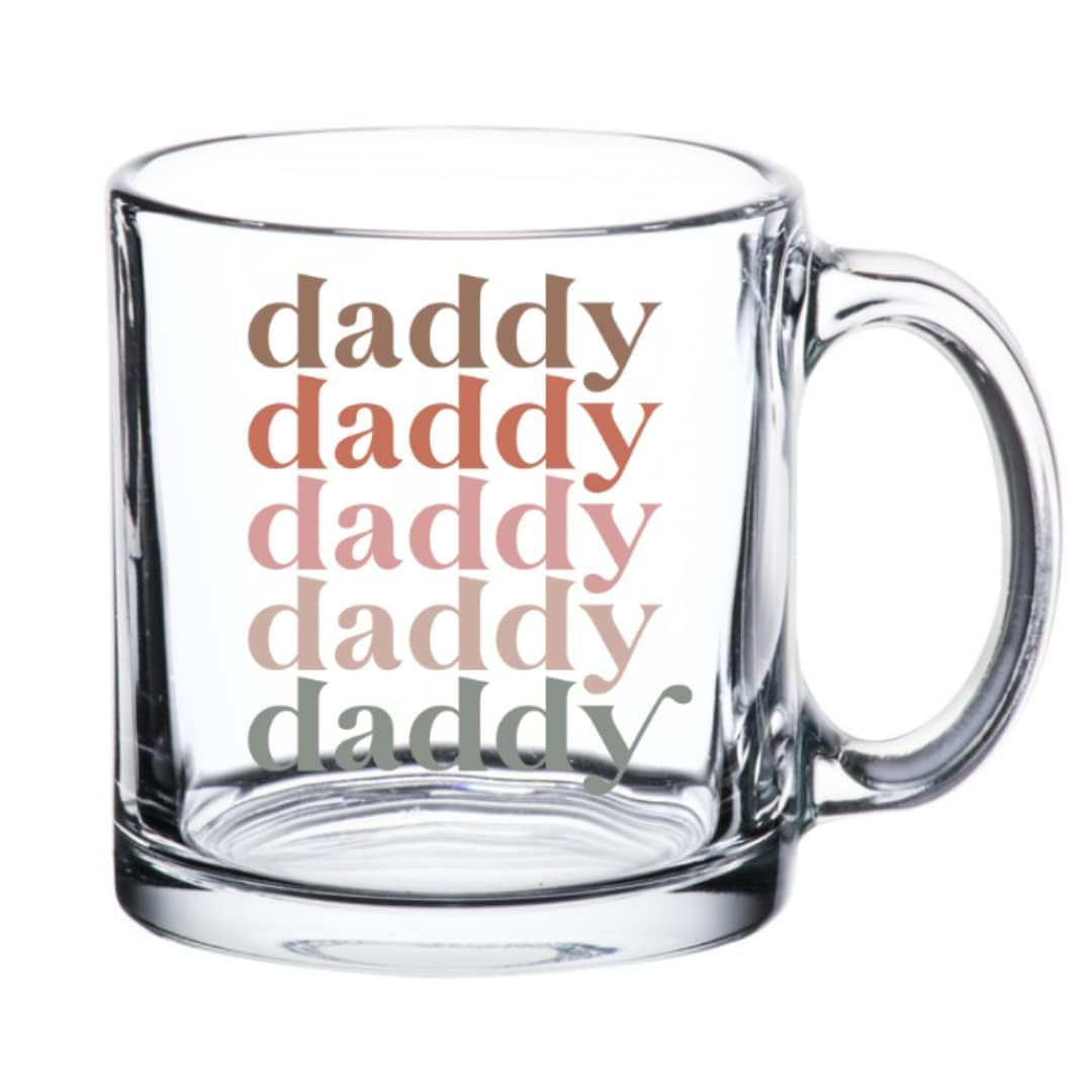 Tipit Drinkware - Juego de tazas de café de vidrio para mamá y papá, juego de regalo para nuevos padres a ser baby shower regalos para padres, tazas de mamá y papá para futuros padres