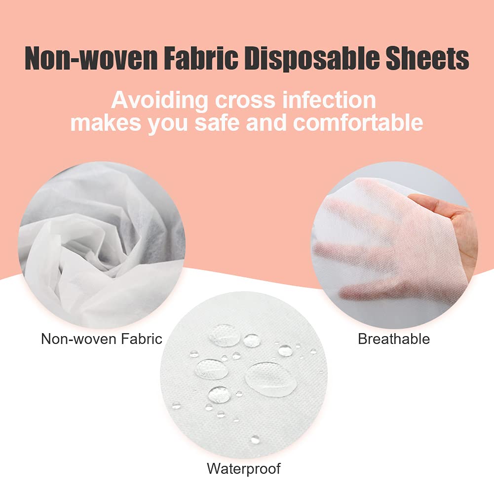 Luriseminger 100pcs Sábanas desechables aptas para SPA, tatuajes, viajes, tela no tejida transpirable, 13g / metro cúbico, 80x 180cm, blanco