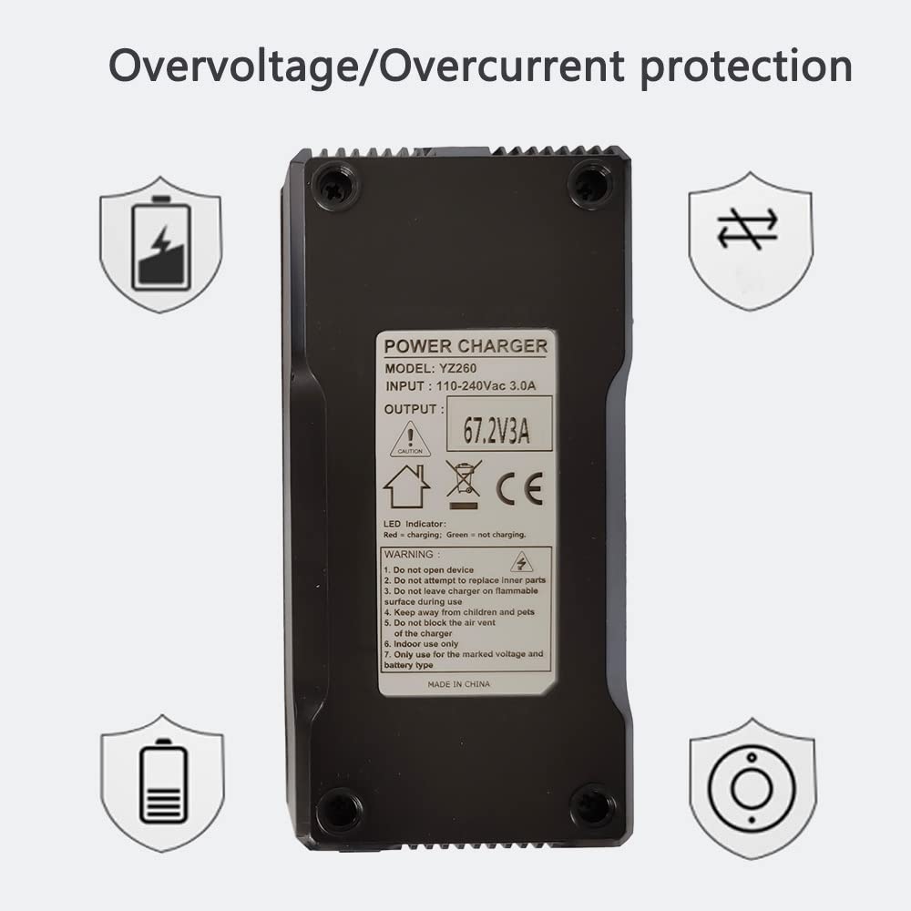 Cargador de batería de 67.2V 3A para batería de iones de litio de 16S 60V con conector XLR de 3 pines
