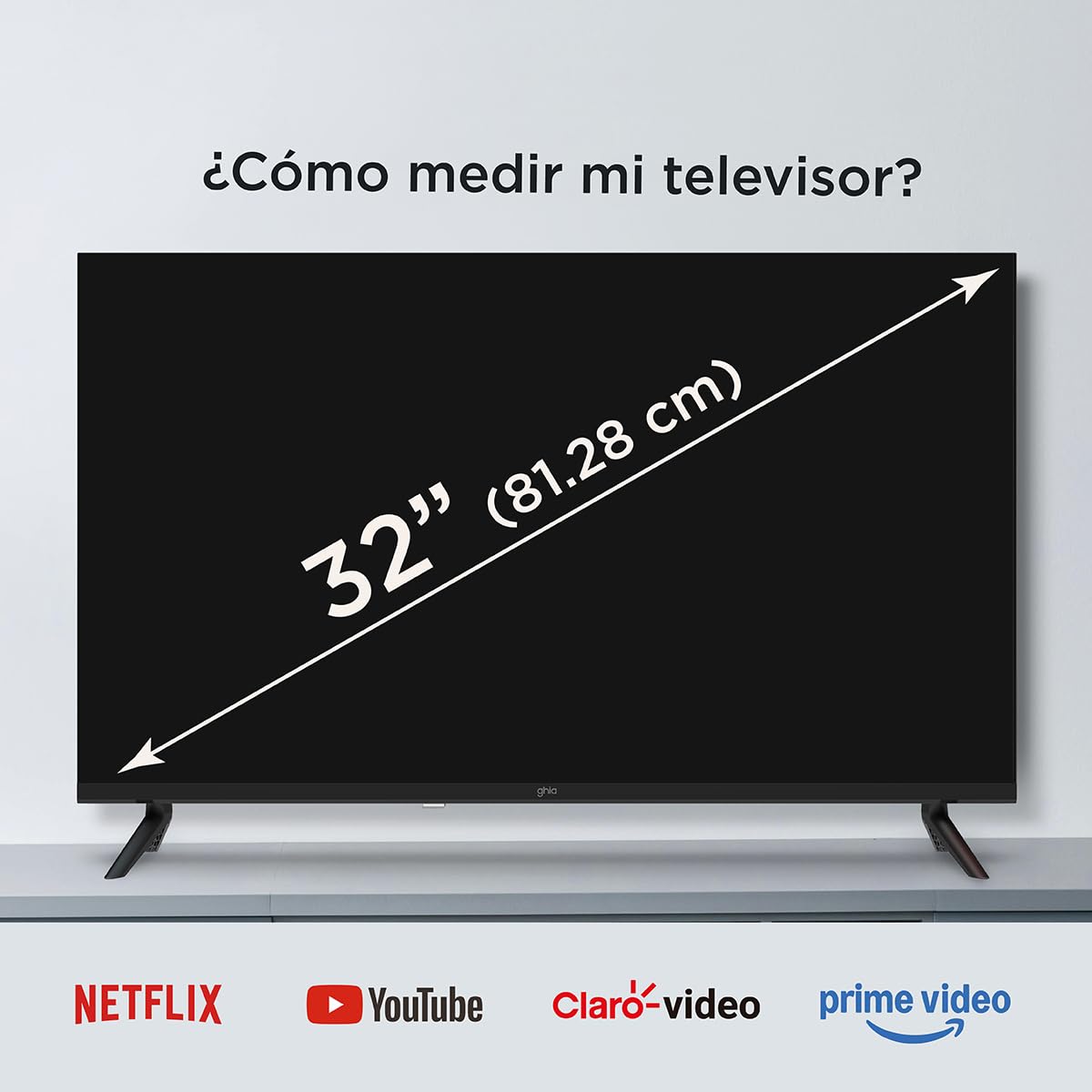 GHIA Pantalla Smart TV 32" Whale TV, HD 3 HDMI, 2 USB, Dolby Audio