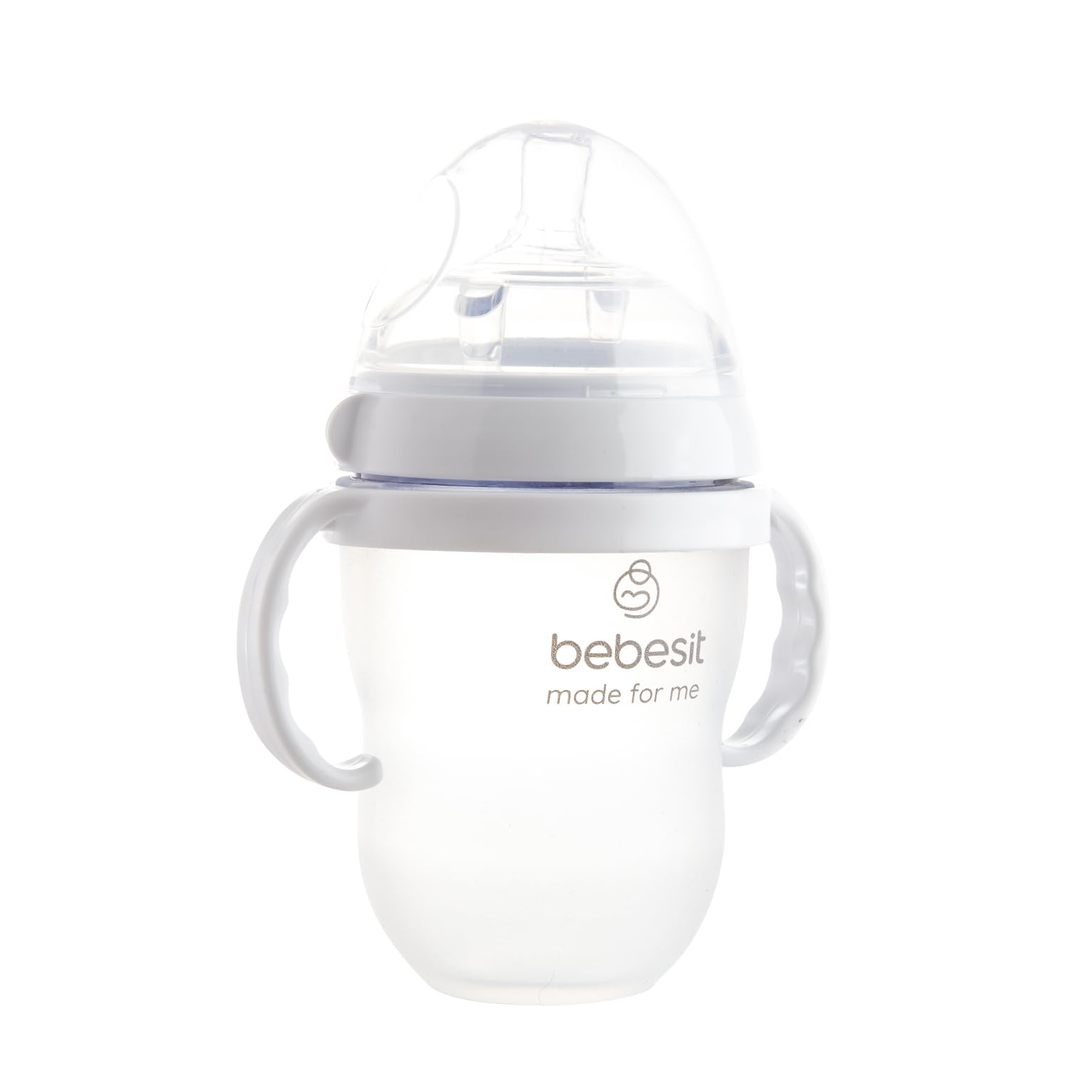 Bebesit My Cup VTK100 | Set 2 Biberones + Tetina + Asa para Bebés | Flujo Adaptable 150/250Ml 5/8Oz | Silicona Anti-Derrame Libre de BPA | Compatible con Microondas y Lavavajillas