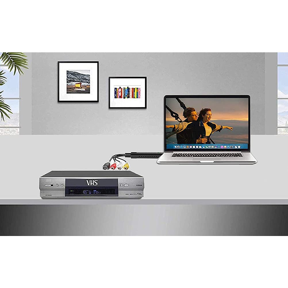 Dispositivo de tarjeta de captura de video, convertidor de audio / video USB 2.0: digitalice y edite video desde cualquier fuente analógica, incluidos VCR, VHS, DVD Adaptador USB2.0 Audio Grabber VHS VCR Convertidor de TV a DVD para PC con Windows