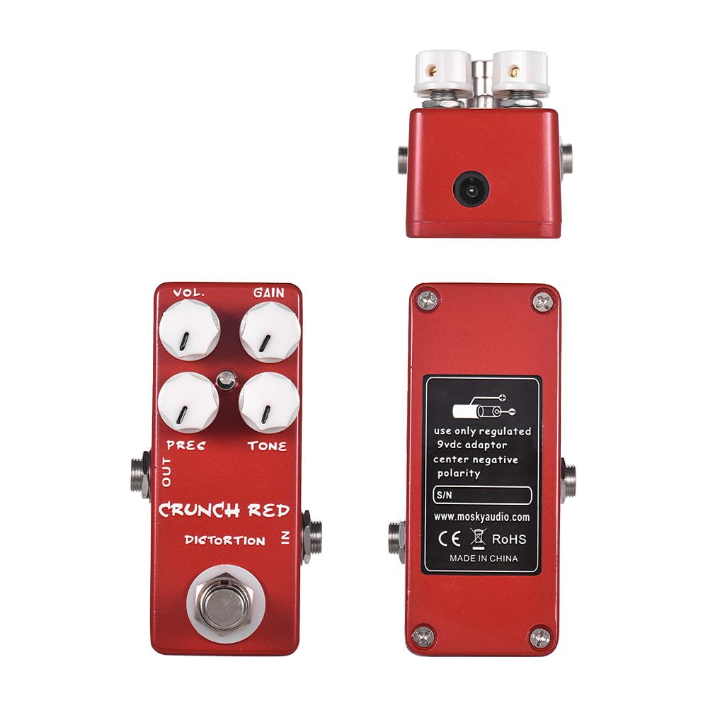 Pedal de Efectos de Guitarra SINRAOEE Rojo Crunch con Bypass Real