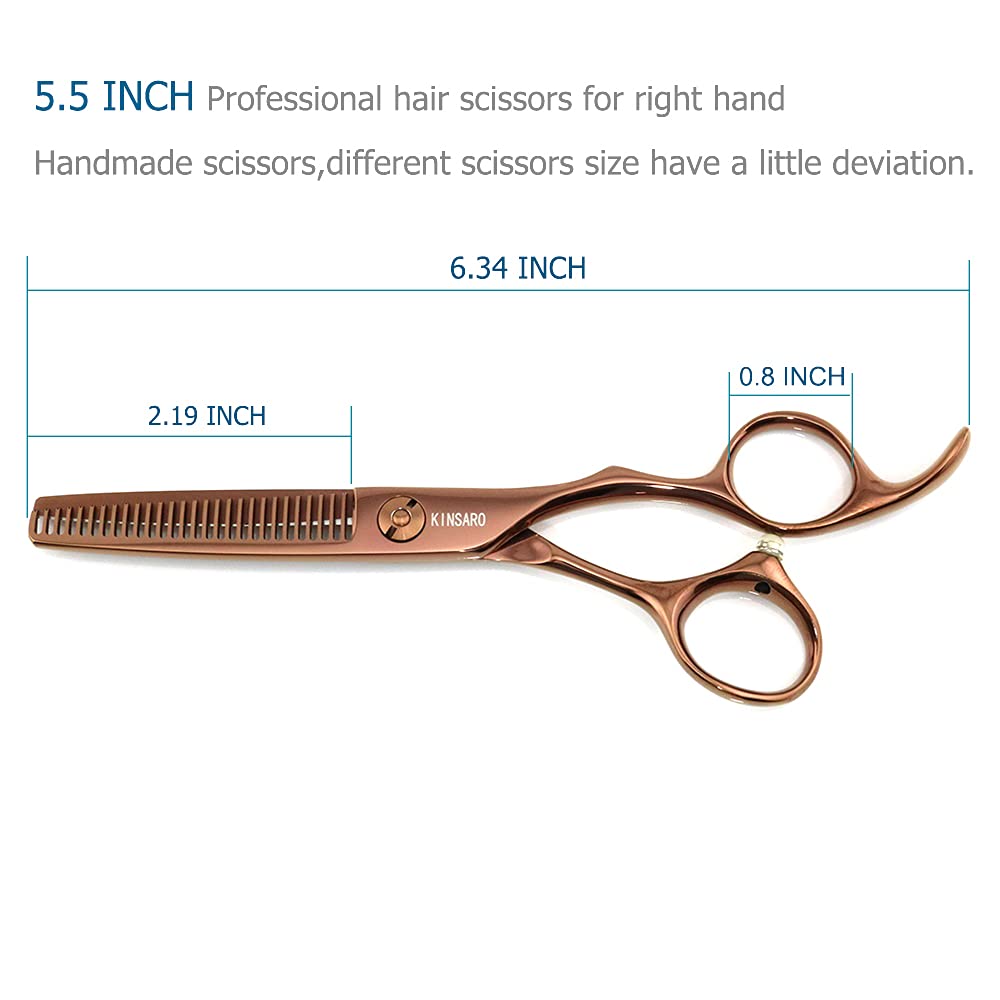 Tijeras para adelgazar el cabello de 5.5 pulgadas, tijeras para adelgazar el cabello, tijeras profesionales para adelgazar el cabello, tijeras de peluquero con borde convexo KINSARO