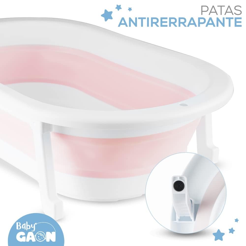 GAON Bañera Plegable para Niños, Tina con Sensor de Temperatura, Bañera Multifuncional con Orificio de Drenaje (Rosa)