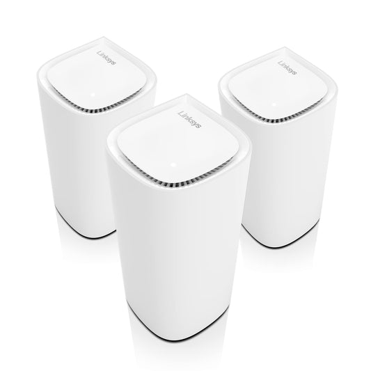 Linksys Velop Pro WiFi 6E - Enrutador de Malla cognitiva con 6 GHz, velocidades de 5.4 Gbps, 9000 sq. Cobertura de pies, más de 200 Dispositivos, Paquete de 3