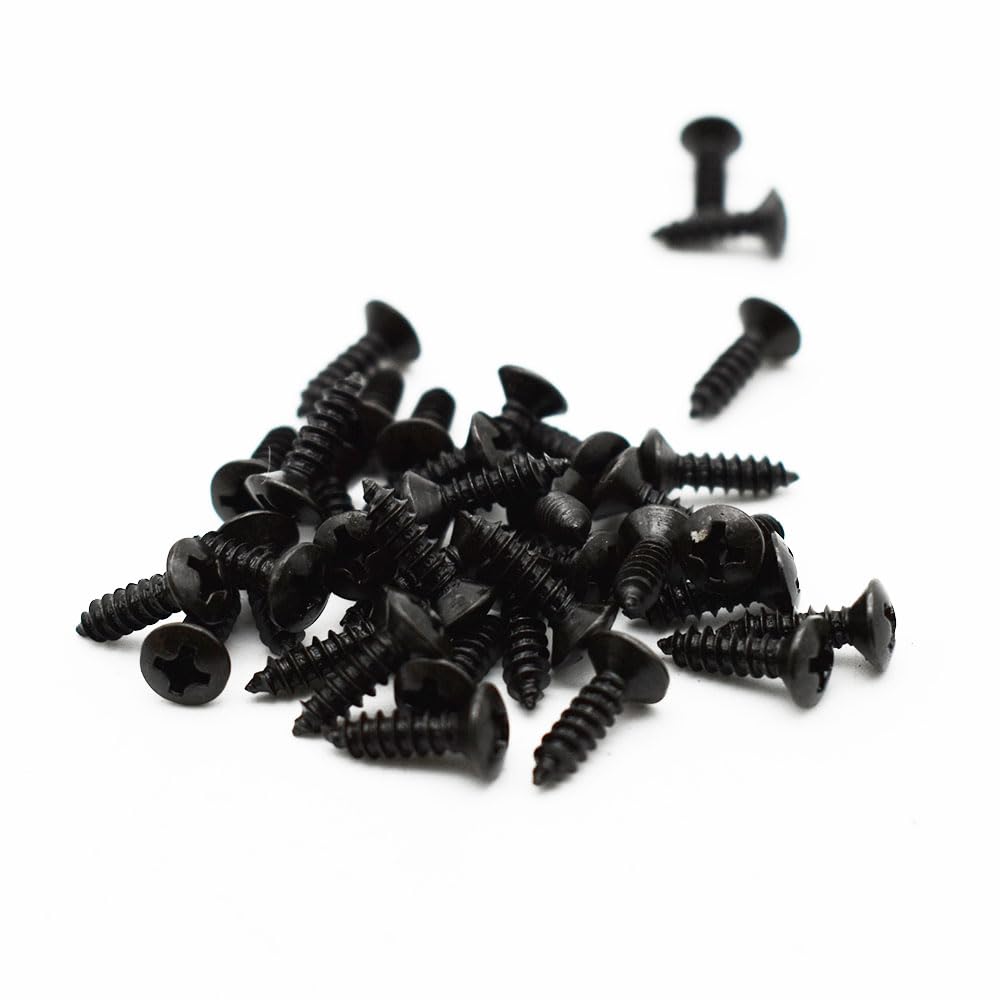 Tornillos de golpeador de bajo de 3 mm para guitarra eléctrica de 3 mm, tornillos de montaje para Fender Strat Tele TL Stratocaster Telecaster Gibson LP Les Paul SG (negro, 50 piezas)