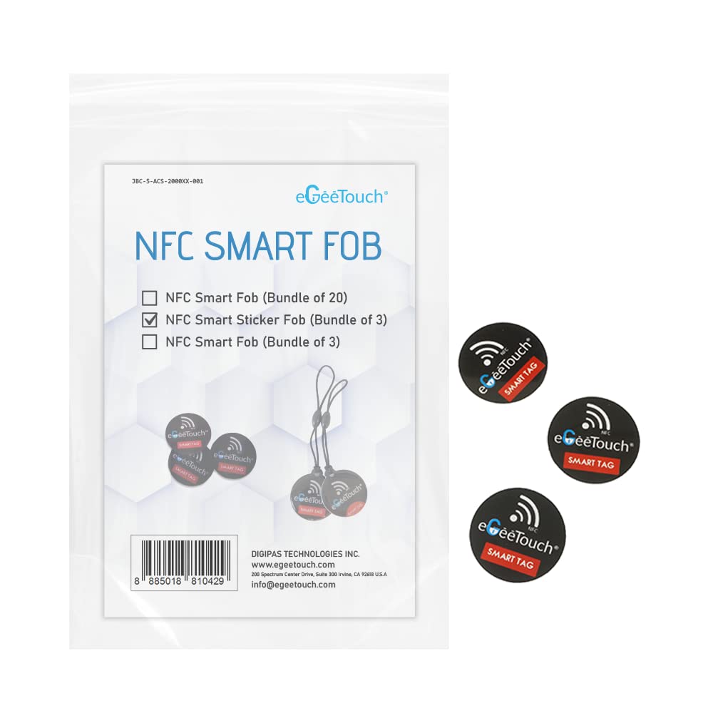 eGeeTouch NFC para todas las cerraduras inteligentes eGeeTouch (3 llaveros adhesivos)
