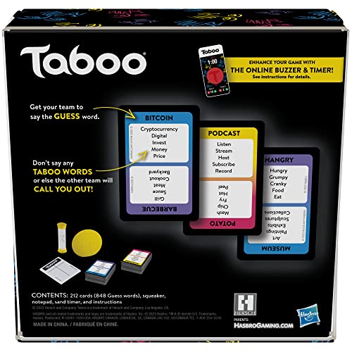 Hasbro Juego clásico Tabú para Juegos, Juego de adivinar Palabras para Adultos y Adolescentes, Juego de Mesa para más de 4 Jugadores a Partir de 13 años
