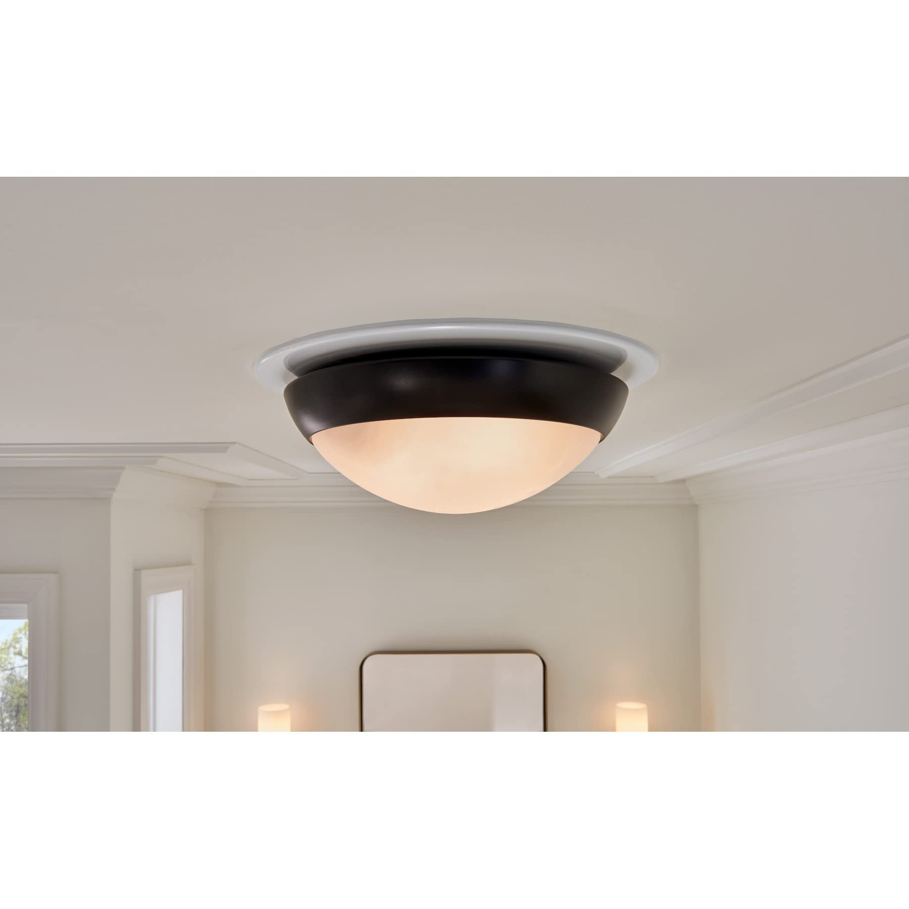 Broan-NuTone Roomside Series 80 CFM - Ventilador de escape decorativo tradicional para baño, ventilador de ventilación con luz, negro mate