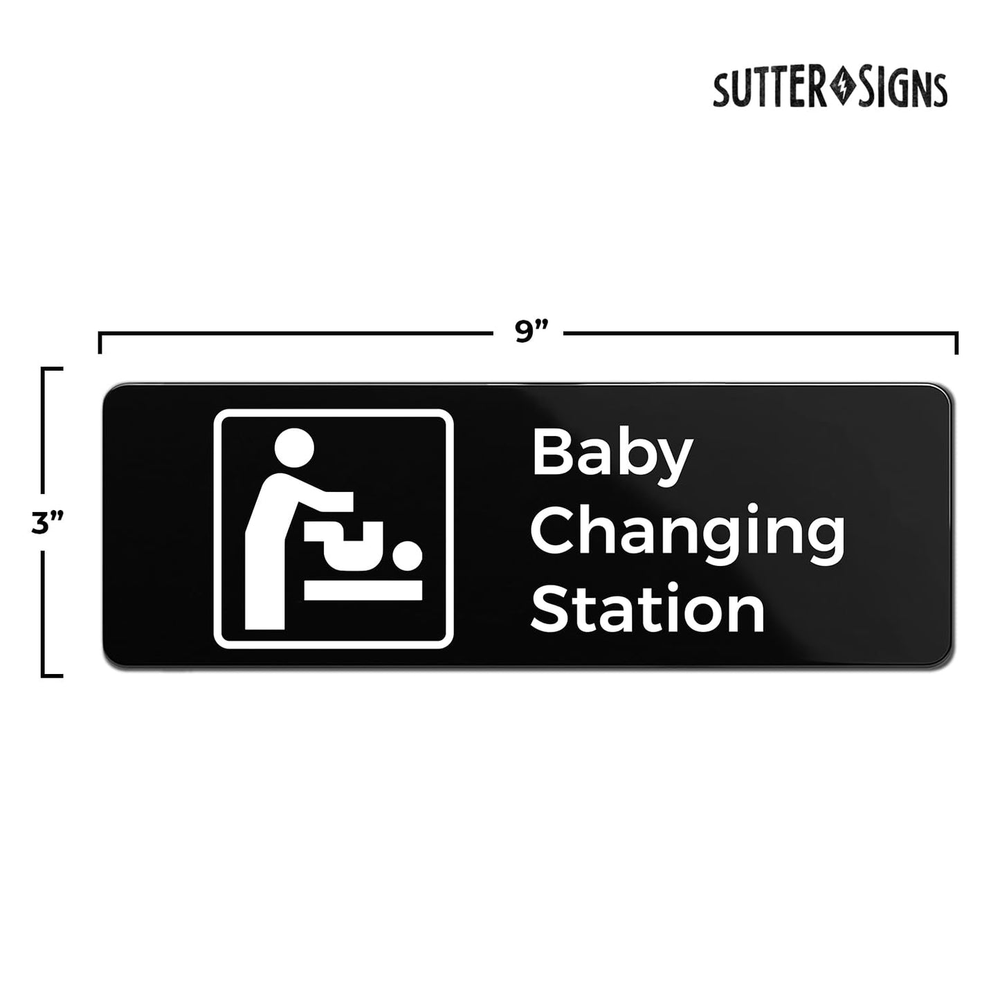 Letrero de estación cambiadora de bebé, plástico ABS duradero, 3 x 9 pulgadas