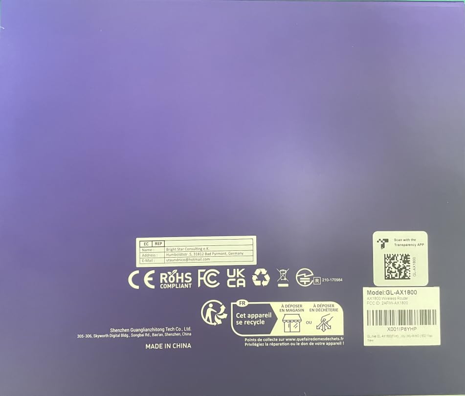 GL.iNet GL-AX1800 (Flint) WiFi 6 Router - Enrutador de Internet inalámbrico Gigabit de doble banda | 5 puertos Ethernet de 1G | Hasta 120 dispositivos | OpenVpn&WireGuard