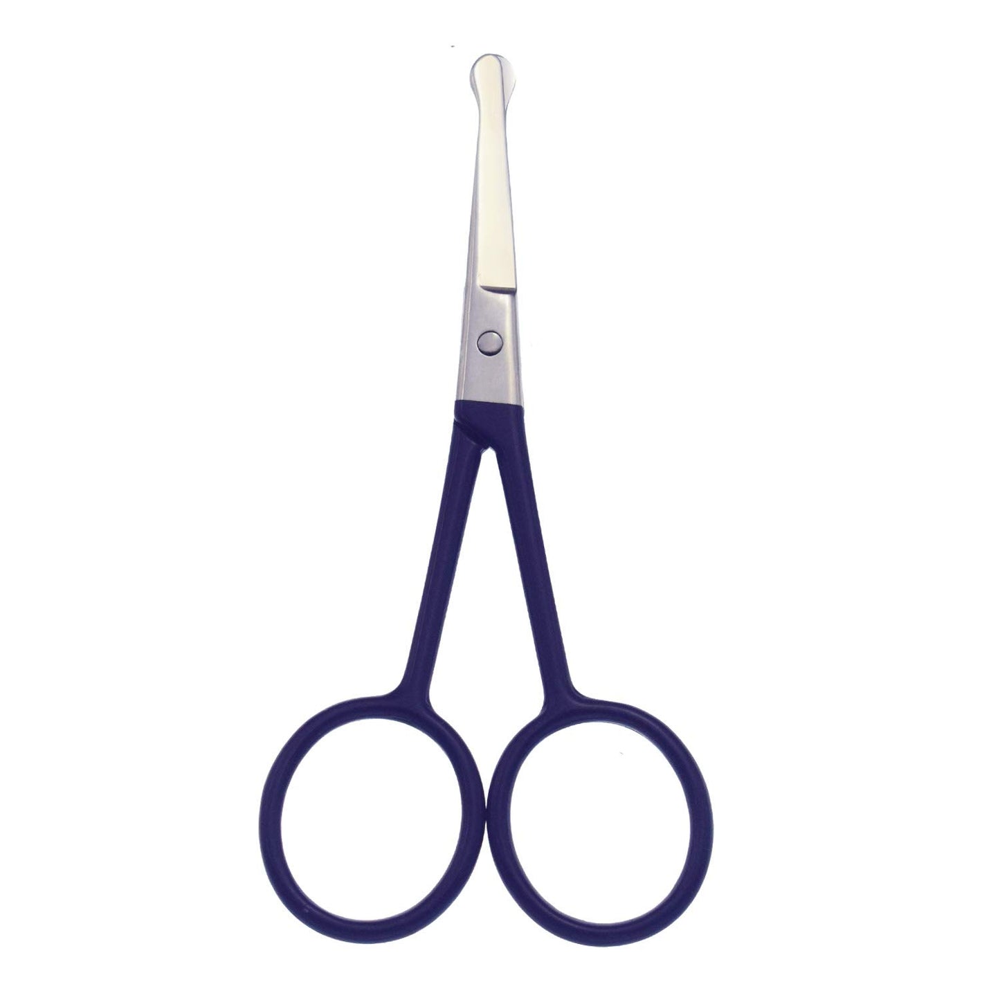 Tijeras de pelo Motanar para la nariz, punta redondeada, tijeras de pelo facial, tijeras de acero inoxidable, punta roma para cejas, nariz, bigote, barba, cepillado multicolor, Marino, Mediano