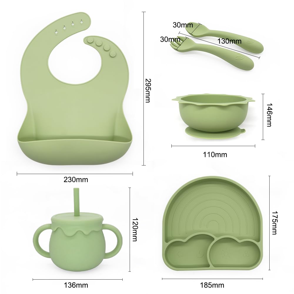 Me Co Mx Platos para Bebe - Alimentaci?n Complementaria Bebe, Cubiertos para Bebe, Platos Bebe, Plato para Bebe, Set de Alimentaci?n para Beb?, Set de 6 Piezas
