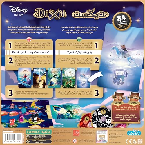 Dixit Juego de mesa Disney Edition - Juego de narración de historias para niños y adultos, edades de 8 años, 3 a 6 jugadores, tiempo de juego de 30 minutos