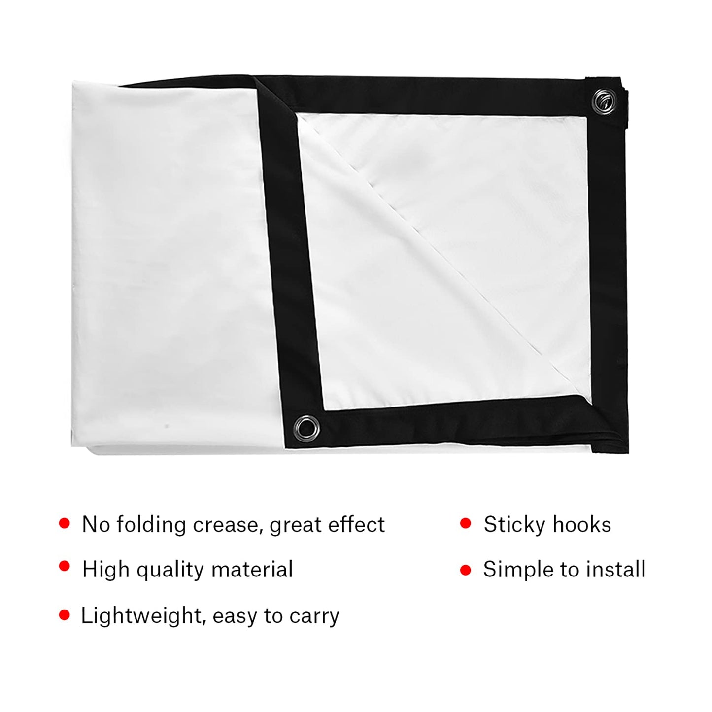 ASHATA Pantalla Portátil para, Tela para, Tejido Cortina para Proyección, Pantalla 16: 9 Plegable Tamaño Seleccionable para Cine en Casa Oficina(60 Inch)