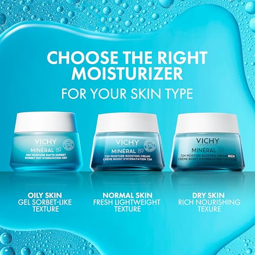 Vichy Minéral 89 Aqua Gel - Hidratante facial para piel grasa | Hidratante matificante | Ácido hialurónico + niacinamida + ácido salicílico | Control de brillo | Gel hidratante refrescante no