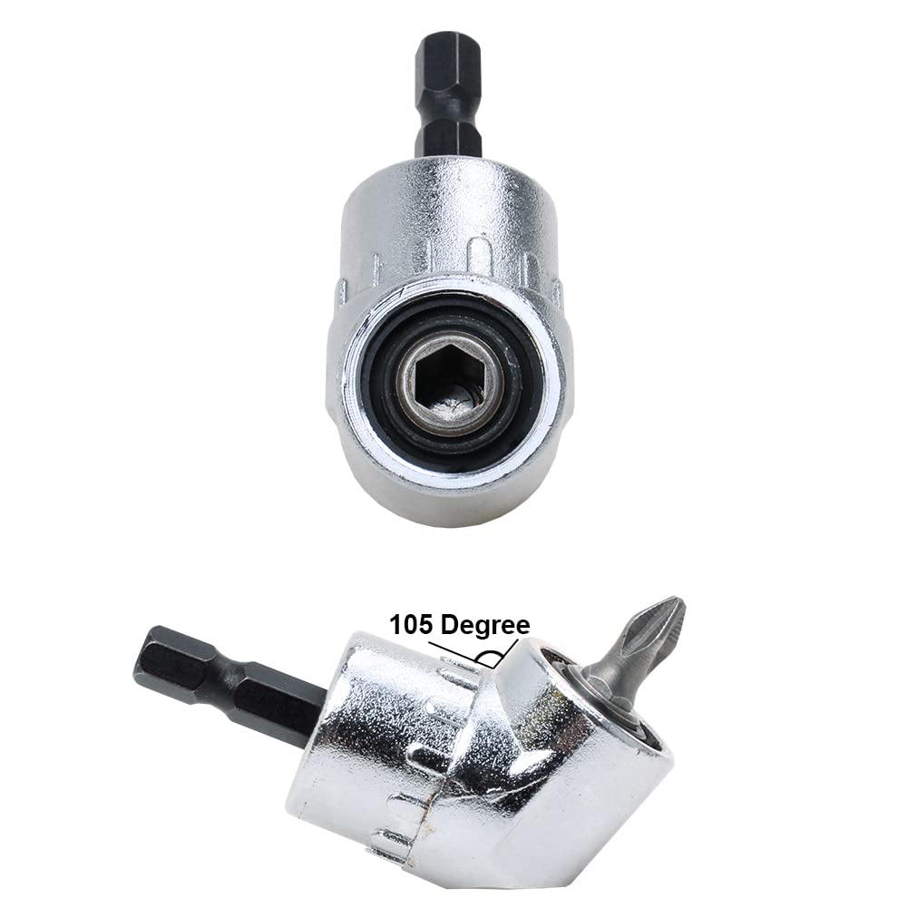 In-tool-home 105 Degree Right Angle Driver Drilling and Driving Power Screwdriver Drill Attachment with 1/4-inch Hex Quick Change Drive and Magnetic Bit Socket by in-tool-home