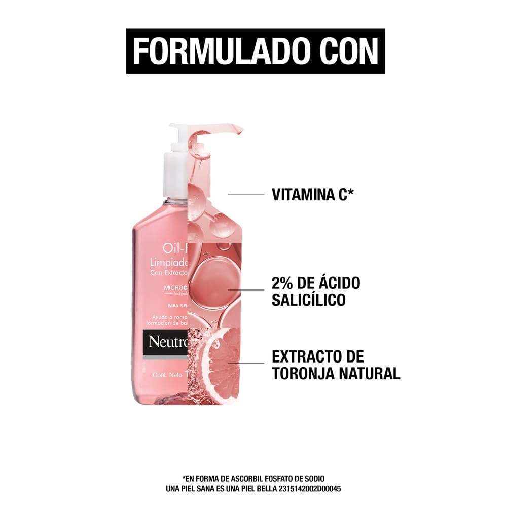 Gel Limpiador Facial Neutrogena Oil free Toronja Ácido Salicílico 177 ml