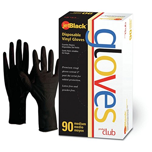 Jetblack Vinyl Gloves, Black, Large, 90 Count