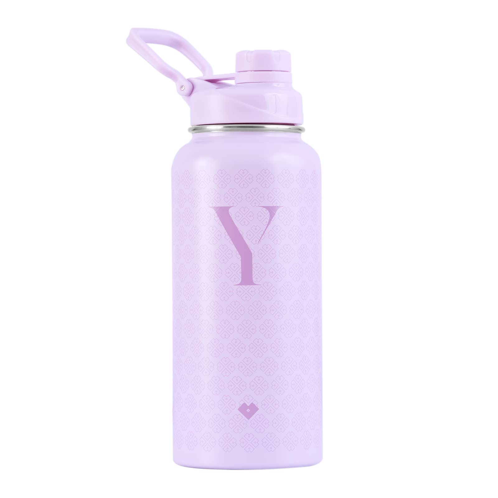 LuckyLy Termo de Acero Inoxidable con Iniciales 1 Litro, Doble Aislamiento Térmico y Tapa Hermética Antigoteo, Botella de Agua Motivacional ideal como Regalos para Mujer y Mamá – Modelo Terry, Letra Y