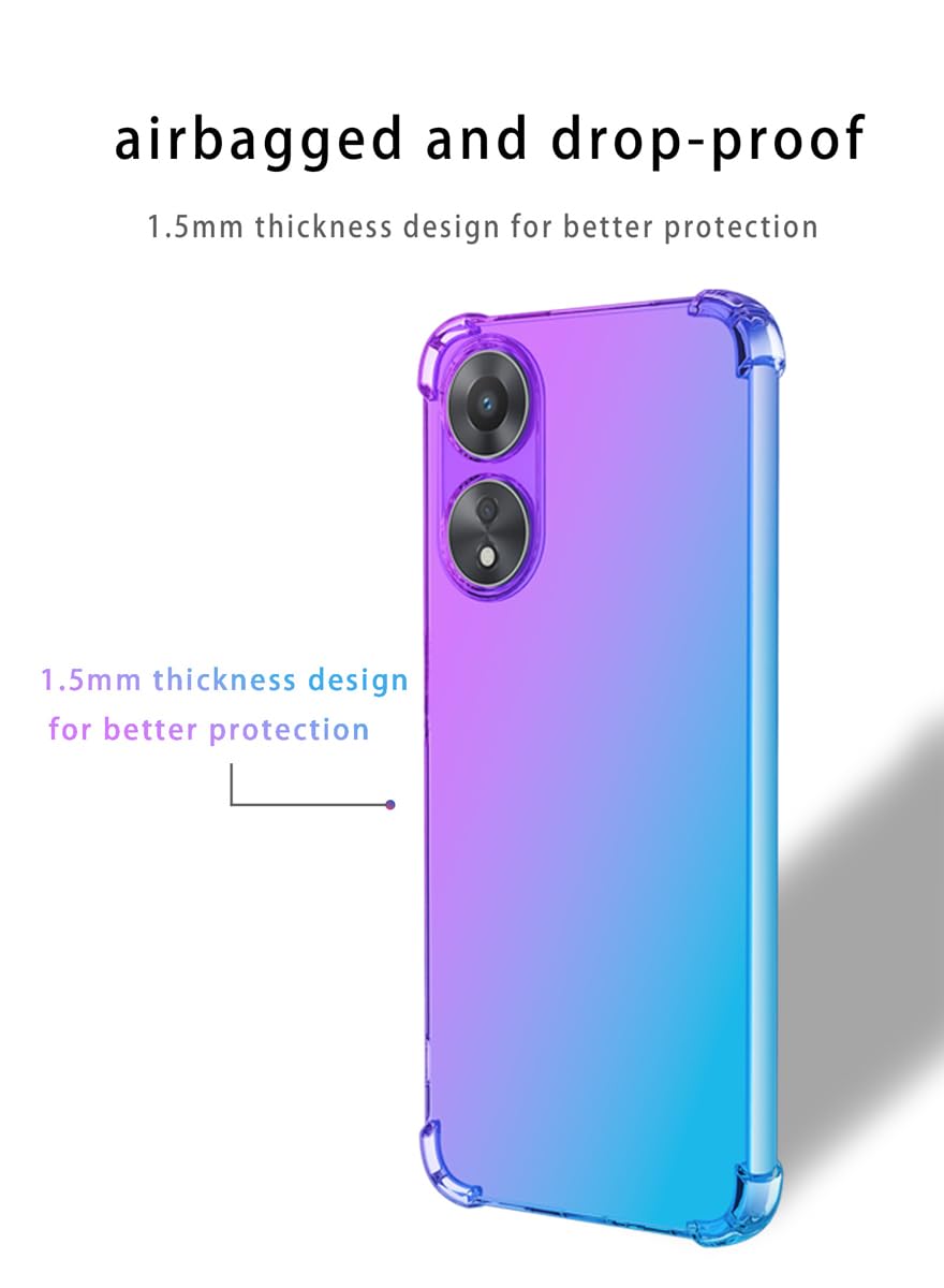 DABUNA Funda para OPPO A78 4G Case Uso Rudo,Transparente Colores Degradados Protectora de Cámara Anticaída Carcasa Bumper(Púrpura Azul)