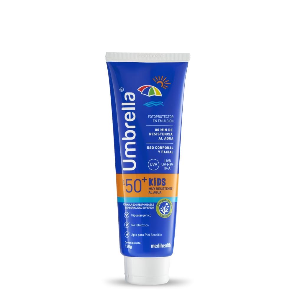 Umbrella Kids SPF 50+ | Protector Solar Corporal para Niños | Pantalla Orgánica | Amplio Espectro UVA/UVB | Water Resistence | Tubo con 120ml