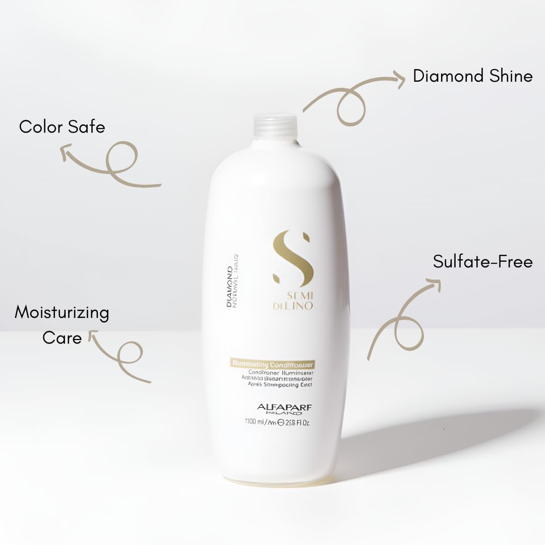 Alfaparf Milano Semi Di Lino Diamond Shine Illuminating Hair Conditioner - Sulfate Free - For Normal Hair - Safe on Color Treated Hair - Paraben and Paraffin Free -Professional Salon Quality