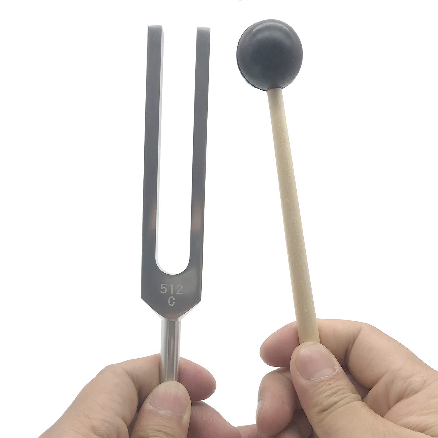 Horquilla de afinación de grado médico 512C Hz con martillo de silicona y bolsa de almacenamiento, instrumento profesional de aleación de aluminio para reparación de ADN, horquillas de afinación curativa de sonido (512C Hz, plata)