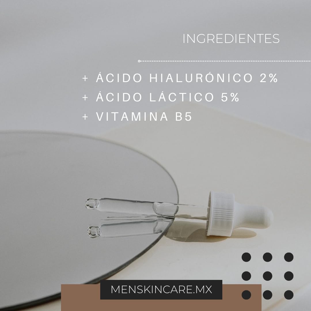 Sérum Facial con Ácido Hialurónico 2%, Ácido Láctico 5% y Vitamina B5 - Hidratación Profunda y Renovación de la Piel