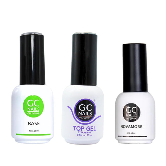 Gc Nails Gel Nails Set de Esmaltes para Aplicación Completa Base Top Gel y Top Mate para Uñas Acrílicas o Gelish