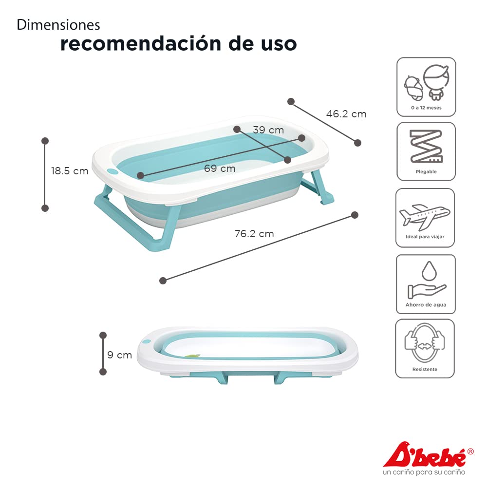 Bañera Antideslizante Plegable D´BEBÉ Verde para Bebé