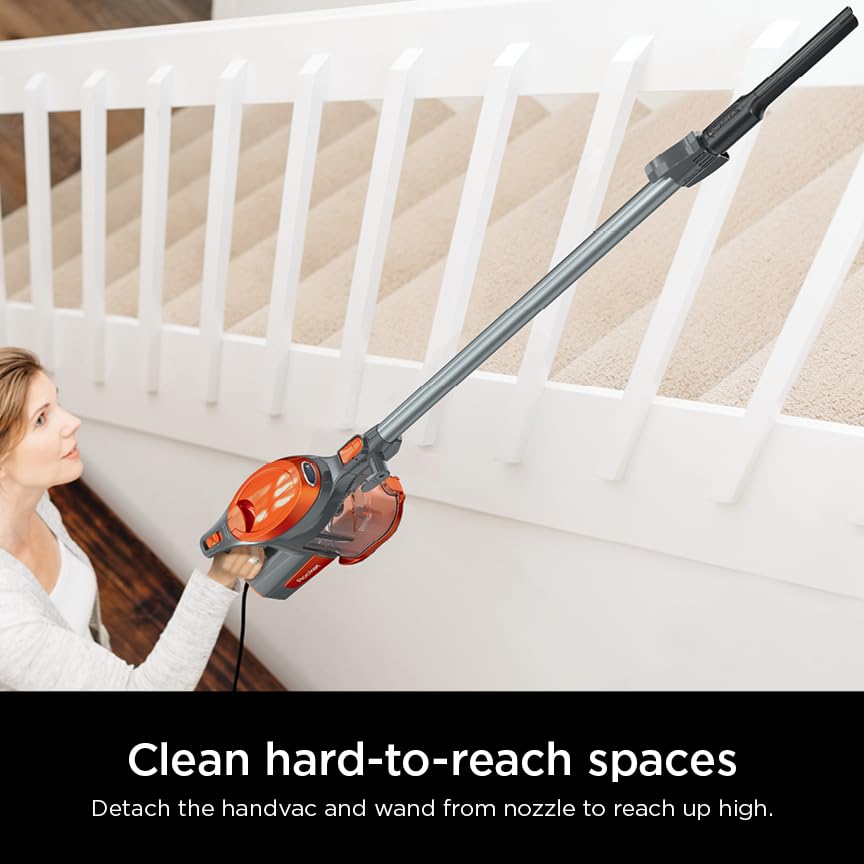 Aspiradora Shark Rocket Gris Naranja sin Bolsa con Cable y Dirección Giratoria para Limpieza de Alfombras y Suelos Duros