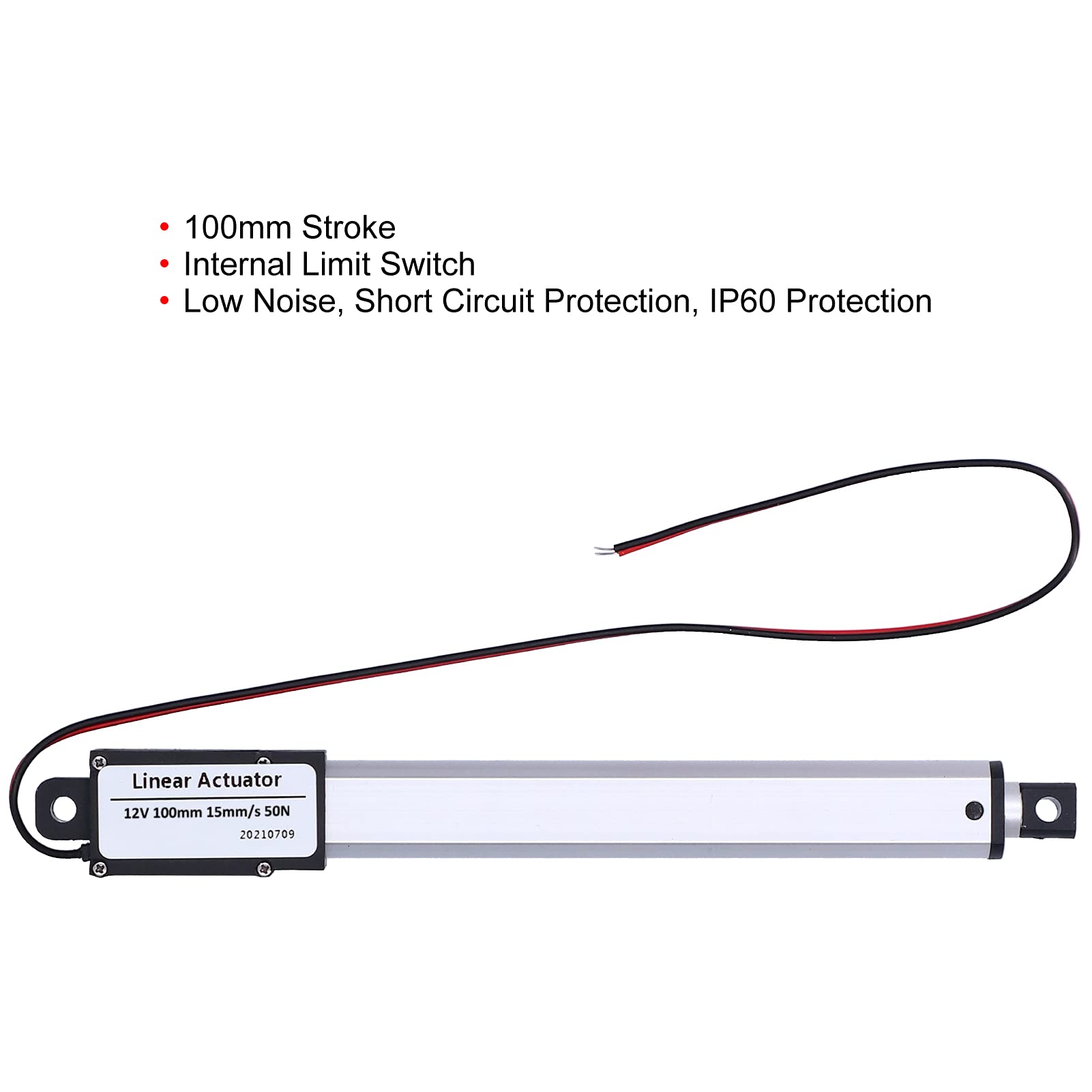 Actuador Lineal Eléctrico de Alta Velocidad, Carrera 100 Mm, 12 V CC, Negro, para Maquinaria Industrial y Agrícola